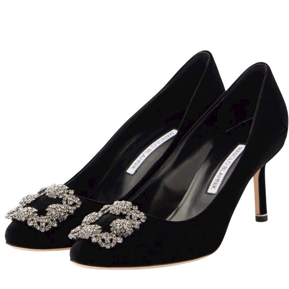 Manolo Blahnik Hangisi 70 embellished leather pumps Size 38 IT, 7 or 7.5 US - Picture 1 of 12